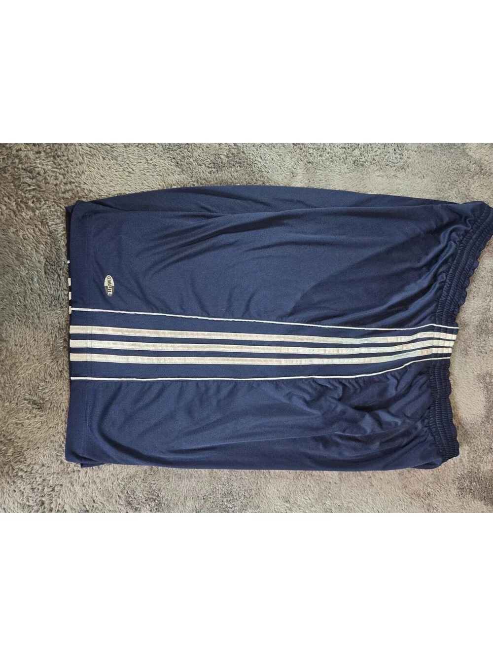Vintage Y2K Adidas Climalite 2XL Navy 3 Stripe Athletic Soccer Shorts Drawstring